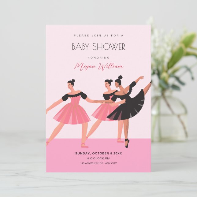 Convites Ballerina dance baby shwoer (Em pé/Frente)