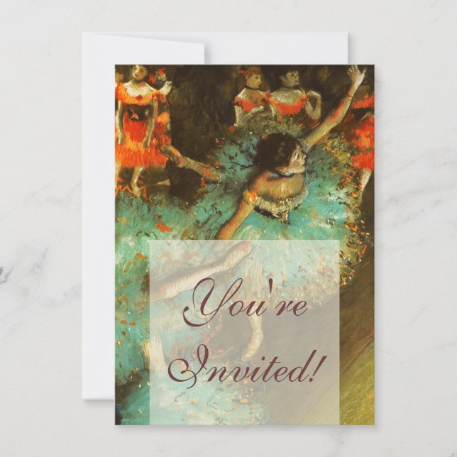 Convites Ballerina Dance Green Dancer Edger Degas Painting (Frente)