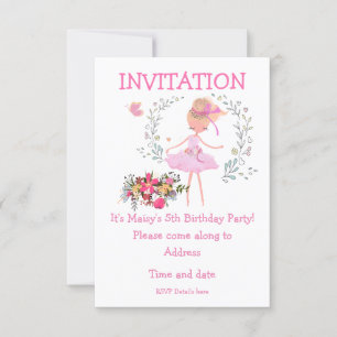 Convites Ballerina e Floral Design de Aniversário Convidam