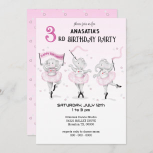 Convites Ballerina Elephant Dance Considerando