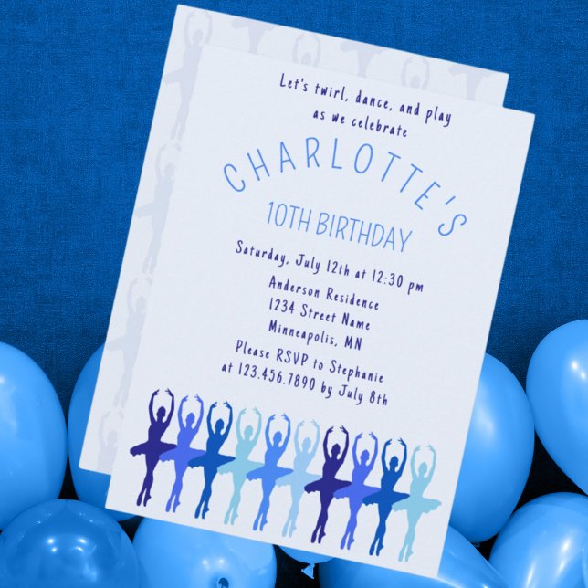 Convites Ballerina Girls Bray Twirl Dance Aniversário (Criador carregado)