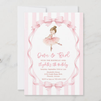 Convites Ballerina Let's Dance & Twirl Pink Party Birthday