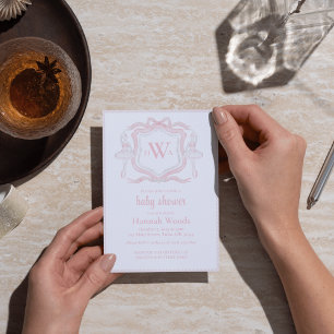 Convites Ballerina Monograma Chá de fraldas do Avô-milênio