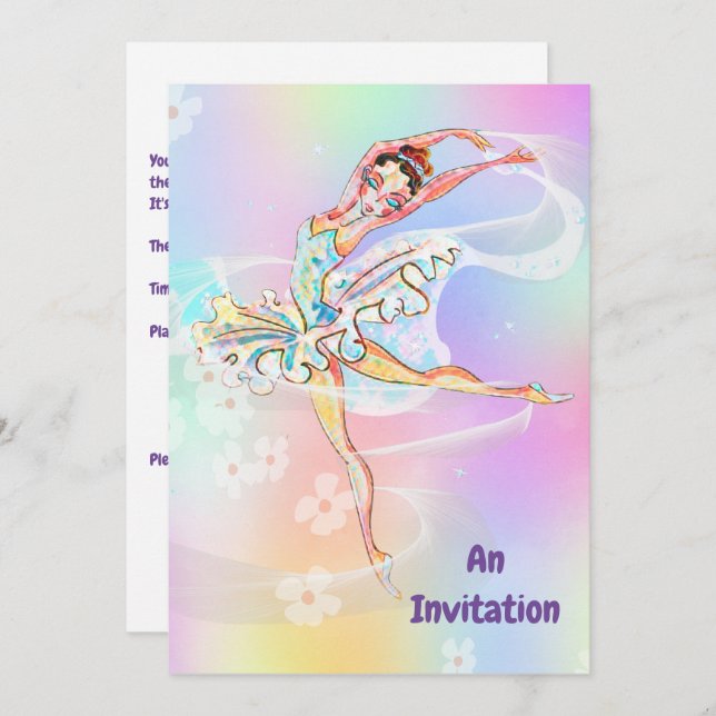 Convites Ballerina Pensava Que Festa de aniversário De 12 A (Frente/Verso)
