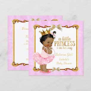 Convites Ballerina Princesa Churras de Bebê Rosa Dourado Ét
