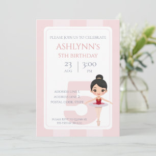 Convites Ballerina rosa-rosa personalizada