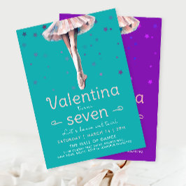 Convites Ballerina, Turquesa, Bonita, Dança E Aniversário G