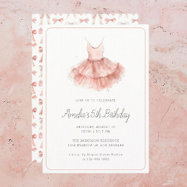 Convites Ballerina Tutu Cute Blush Pink Girly 5 Aniversário