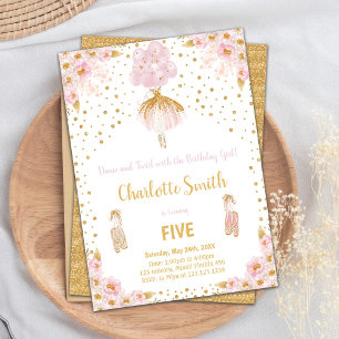 Convites Ballerina, uma luz rosa editável