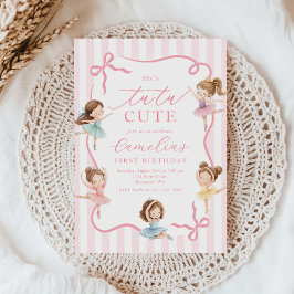 Convites Ballet Pink Girls Bow Tutu Ballerina 1st Birthday