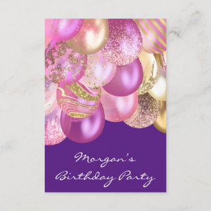 Convites Ballonspúrpura de ouro rosa Chá de fraldas de aniv