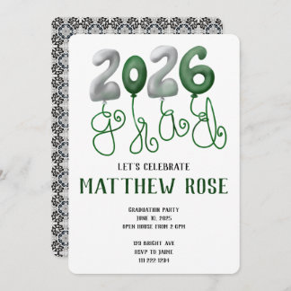 Convites Balloon 2025 Grad Invitation