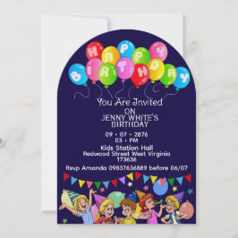 Convites Balloon Kids Birthday Invitation