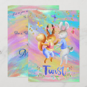 Convites Ballroom Dançando Animais da Floresta Menina Bonit