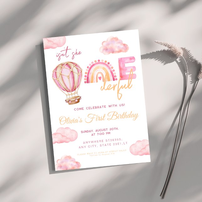 Convites Balo de Ar não é ela Onederful Aniversário de 1 an (Criador carregado)