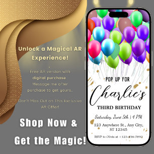 Convites Balões Aniversário com Realidade aumentada AR