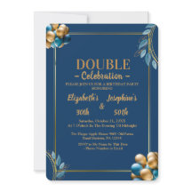 Balões azuis e dourados, aniversário duplo