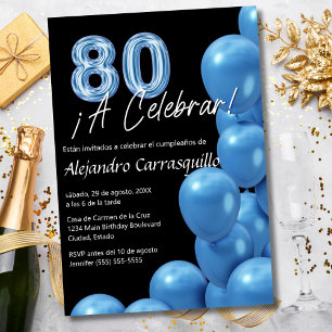 Convites Balões Azuis Espanhóis Orçamento Preto Aniversário