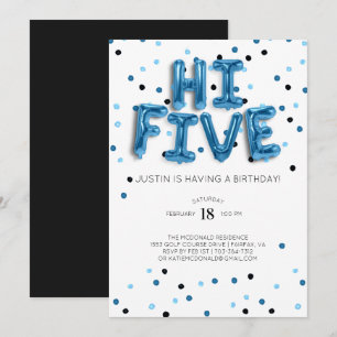 Convites Balões Azuis Hi Five 5º Aniversário