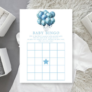 Convites Balões Azuis Menino de Aquarela Chá de Bebê Bingo