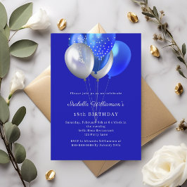 Convites Balões azuis reais de aniversário