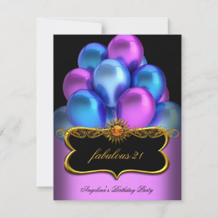 Convites Baloes Azuis Rosa Fabuloso Preto Dourado Aniversár