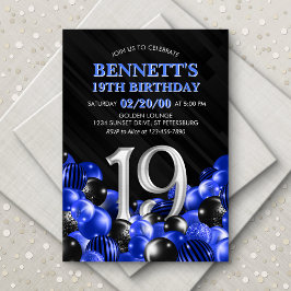 Convites Balões Azul 19.º Aniversário