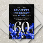 Convites Balões Azul 60º Aniversário<br><div class="desc">Montes e montes de balões. Esta design não se segura! Apresentando números ousados e tipografia elegante em um espaço que está literalmente transbordando de balões, este design é um instantâneo partidário. O esquema de cores azul e preto e a tipografia retrorreflectora definiram um tom clássico de na moda para o...</div>