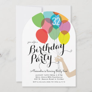 Convites Balões Brilhantes Festa de aniversário Adulta