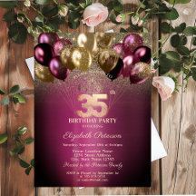 Balões Burgundy Brilho 35º Aniversário