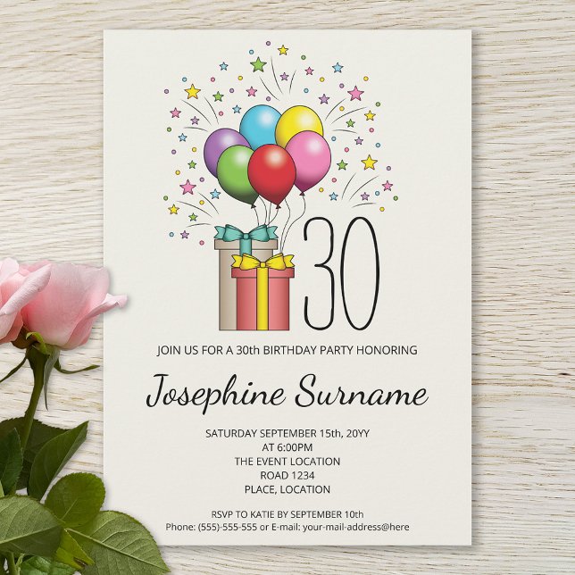 Convites Balões Coloridos de Aniversário e Presentes Com Id (Criador carregado)