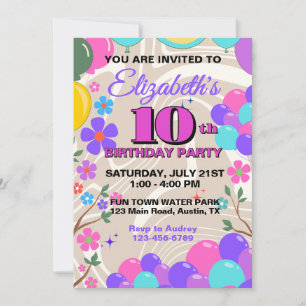 Convites Balões Coloridos Festivos Aniversário