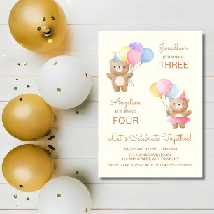 Convites Balões Coloridos Juntam Aniversário Conjunto