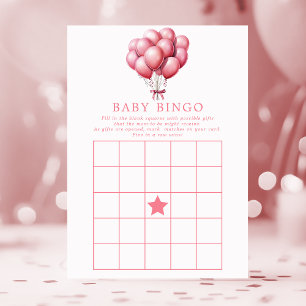 Convites Balões Cor-de-Rosa Menina Aquarela Bingo de Chá de