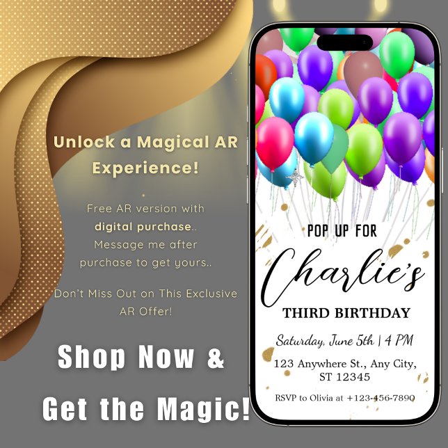 Convites Balões de Aniversário com realidade Aumentada AR (Criador carregado)