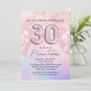 Convites Balões de Aniversário de 30 anos em Holográfico e