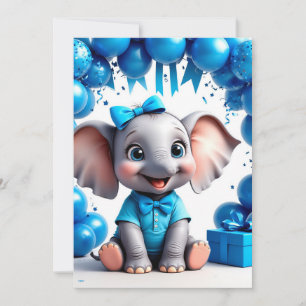 Convites Balões de Aniversário de Elefante Fofo 🐘