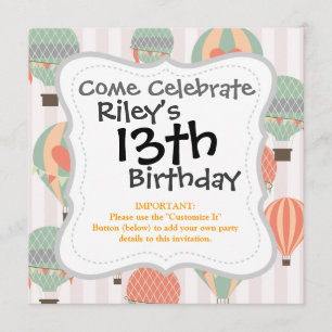 Convites Balões de ar quente de pastel Céu Ascensão, cor