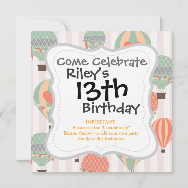 Convites Balões de ar quente de pastel Céu Ascensão, cor-de (Frente)