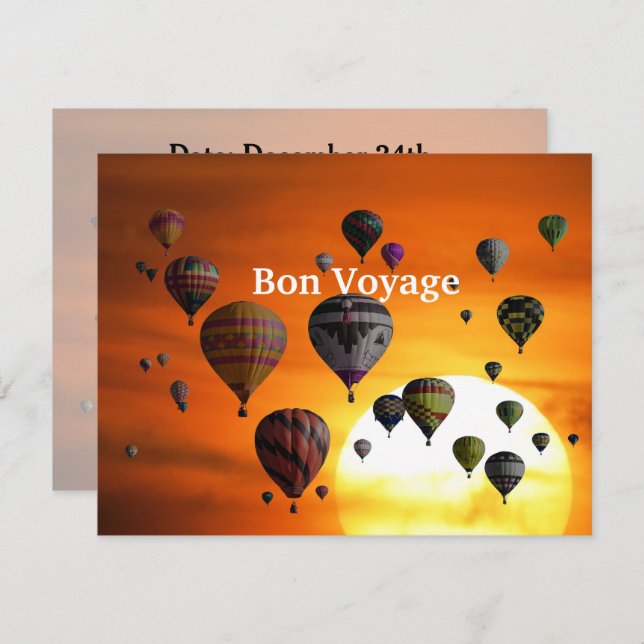 Convites Balões de ar quente em voo (Frente/Verso)