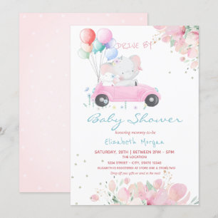 Convites Balões de Carro Floral Desfile Baby Shower
