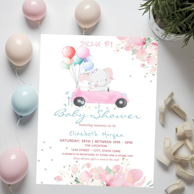 Convites Balões de Carro Pontos Florais Chuveirinho de Bebê (Criador carregado)