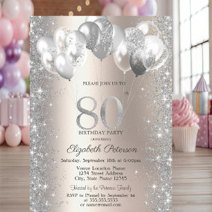 Convites Balões de Confete Brilhante Champanhe Aniversário 