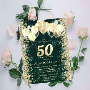 Convites Balões de Confete Brilhante Dourado Aniversário de