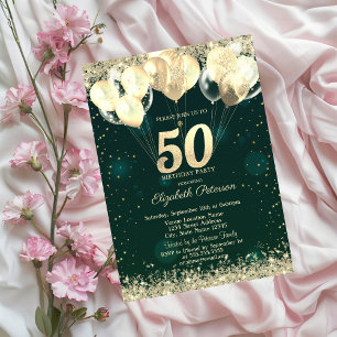 Convites Balões de Confete Brilhante Dourado Aniversário de
