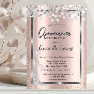 Convites Balões de Confete Prateados Quinceañera Dourado Ro