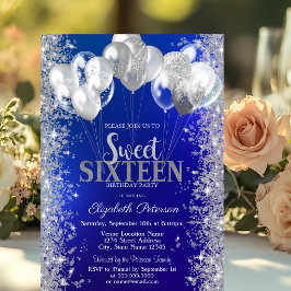 Convites Balões de Confetes Brilhantes Azul Marinho Sweet 1
