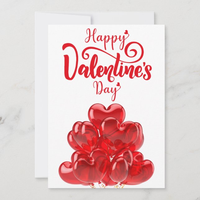 Convites Balões de Coração Vermelho para Dia de os namorado (Frente)