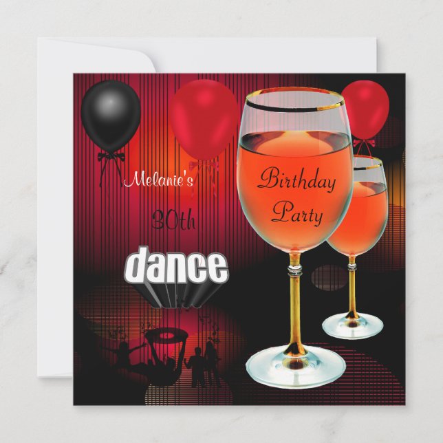 Convites Balões de Dança de Vidro de Vinho Tinto de Anivers (Frente)