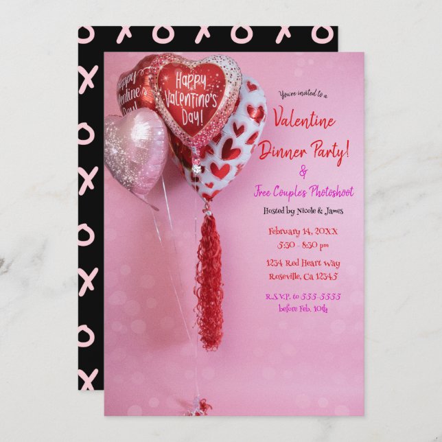 Convites Balões de Dia dos Namorados Jantar Festa ou Aniver (Frente/Verso)